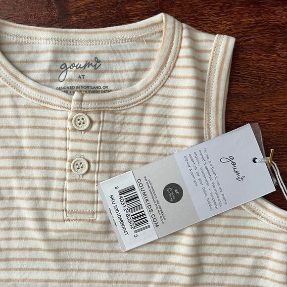 NWT Goumi Kids Tank Top Happy Dune Stripe SZ 4T Neutral Bamboo Organic Toddler - Picture 3 of 3